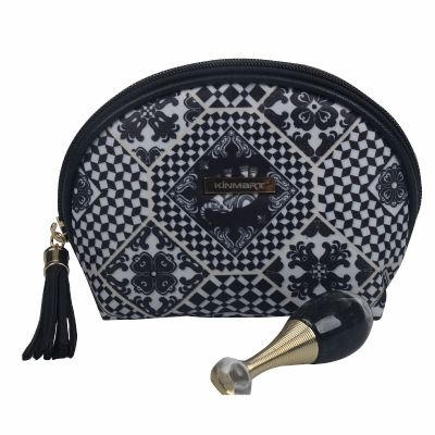 Semi-Circle Cosmetic Bag with Tassel Zip Pull